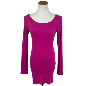 NWT Express "Sexy Basic Tee" Fuchsia Casual Sexy Long Sleeve Fitted Shirt Dress